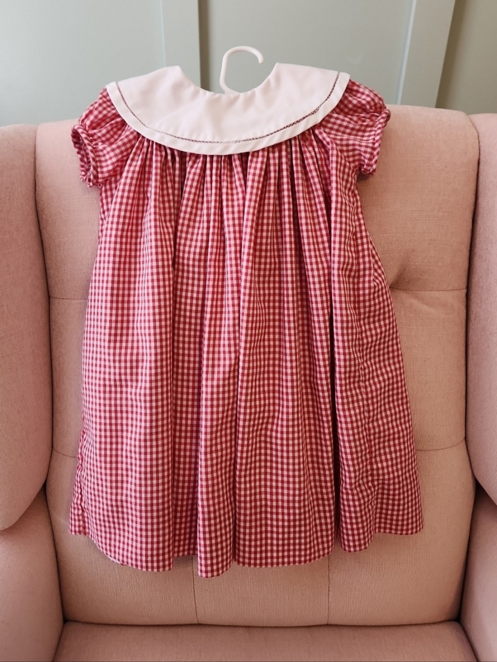 The proper peony 3t smocked Collared vintage style red white Checkered dress